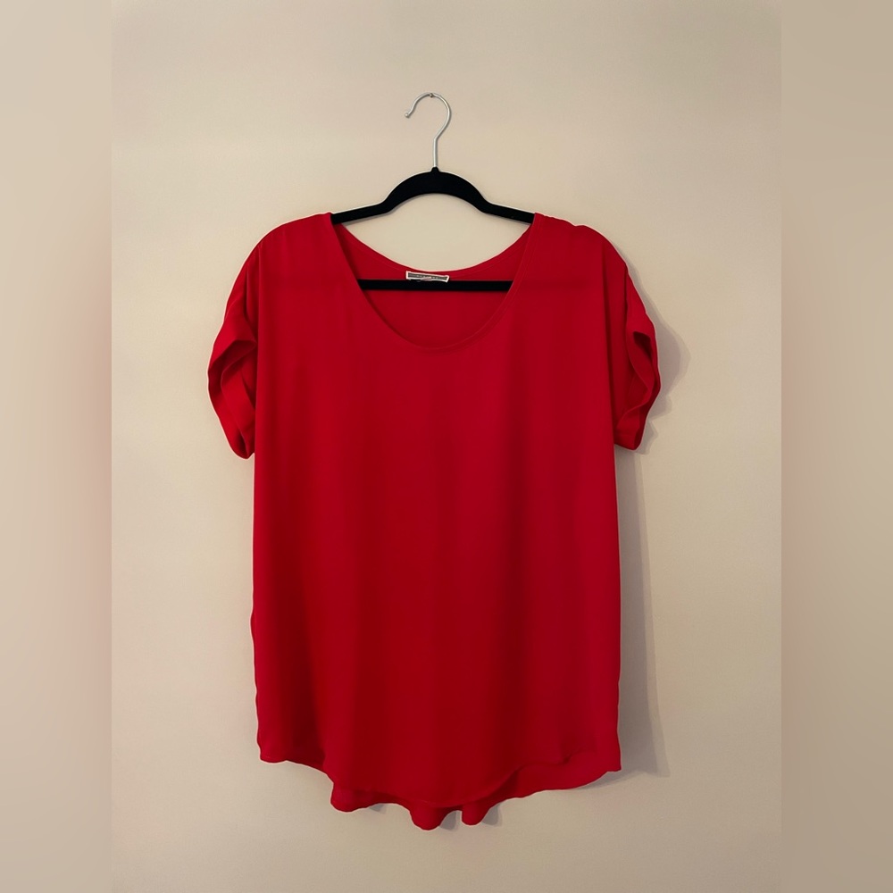 Red Short Sleeve Blouse Size M